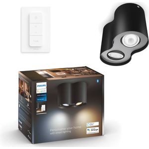 Philips Hue Pillar Opbouwspot | Zwart | 2 spots | White Ambiance | incl. dimmer switch