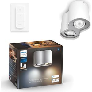 Philips Hue Pillar Opbouwspot 2-Lichts - Warm tot Koelwit Licht - Duurzame LED Verlichting - Dimbaar - Verbind met Bluetooth of Hue Bridge - Werkt met Alexa en Google Home - Wit