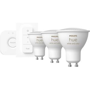 Philips Hue starterkit - wit en gekleurd licht - 3-lampen - GU10 - 1 dimmer switch