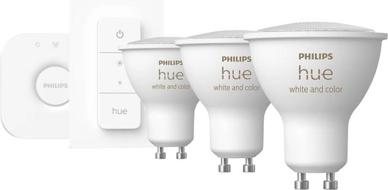 Philips Hue starterkit - wit en gekleurd licht - 3-lampen - GU10 - 1 dimmer switch