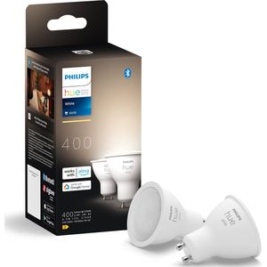 Philips Hue Slimme Lichtbron GU10 Duopack - zachtwit licht- 5,7W - Bluetooth - 2 Stuks