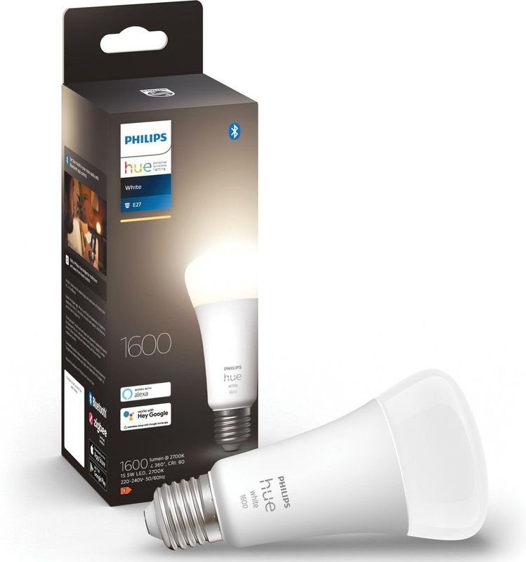 Philips - Hue Slimme Verlichting - Lichtbron E27 - Zachtwit Licht - 15,5W - Bluetooth - 1 Stuk