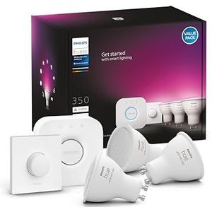 Philips Hue White and Color ambiance Starterkit: 3 GU10 slimme spots + smart button