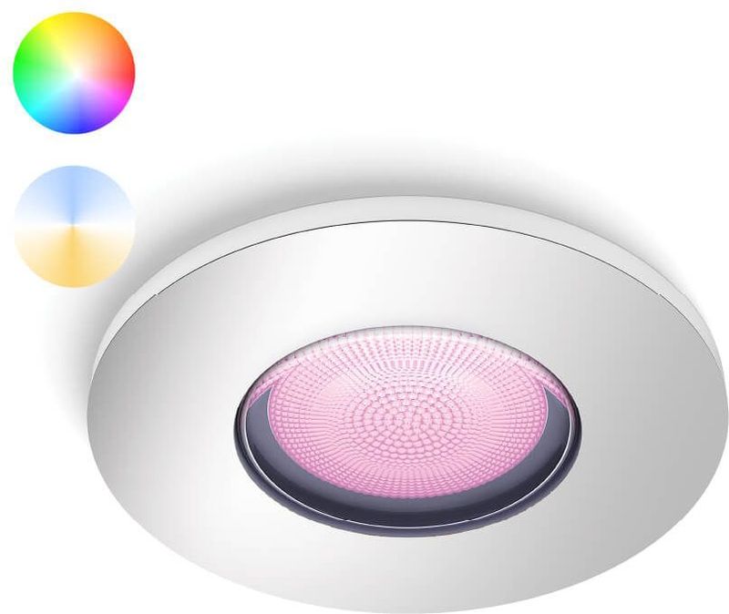 Philips Hue Xamento inbouwspot - White and Colour Ambiance - GU10 - Zilver - IP44 - 1 spot - Bluetooth