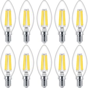 10 stuks | Philips LED kaarslamp 3.4W/927 470lm Helder Dimbaar Cri90 | E14 | Extra Warm Wit | 3.4 watt | 15.000 Branduren