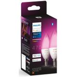 Philips - Hue Kaarslamp Lichtbron - Wit en Gekleurd Licht - 5,2W - Duopack - 2 Stuks