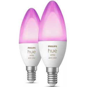 Philips - Hue Kaarslamp Lichtbron - Wit en Gekleurd Licht - 5,2W - Duopack - 2 Stuks