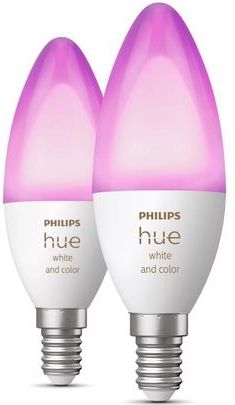 Philips - Hue Kaarslamp Lichtbron - Wit en Gekleurd Licht - 5,2W - Duopack - 2 Stuks