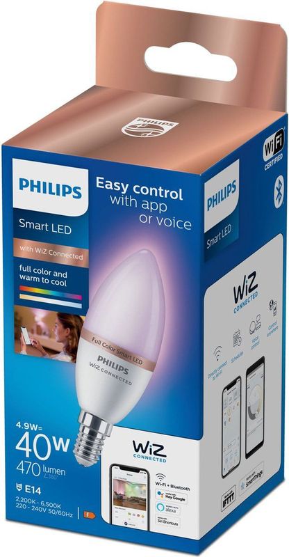Philips - Slimme LED Kaarslamp - 4,9 W - E14 - Gekleurd Licht
