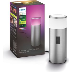 Philips Hue Calla sokkellamp - wit en gekleurd licht - roestvrij staal - laag