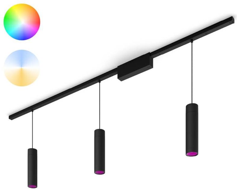 Philips Hue Perifo railverlichting plafond - wit en gekleurd licht - 3 hanglampen - zwart - basisset