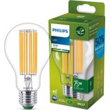 Philips LED-lamp, ultra efficiënt, klasse A, 75 W, 3000 K, wit, transparant, glas