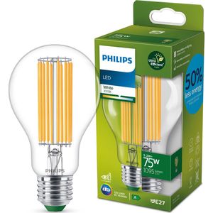Philips Ultra Efficient LED lamp Transparant - 75 W - E27 - Wit licht