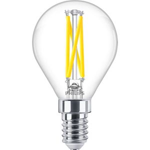 Philips MASTER LED E14 Kugelfilament, klar, 2,5 W, 340 lm – 922-927, dimmbar bis warm | Beste Farbwiedergabe – Dimmbar – Ersetzt 25 W
