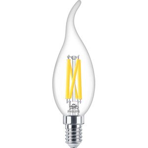 PHILIPS - LED Lamp E14 - MASTER LED E14 Gebogen-Tip Kaars Filament Helder 3.4W 470lm - 922-927 Dim to Warm 2200K-2700K - Beste Kleurweergave - Dimbaar | Vervangt 40W