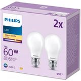 Philips - E27 LED Lamp - Warmwit Licht - Energiezuinig - 2 Stuks