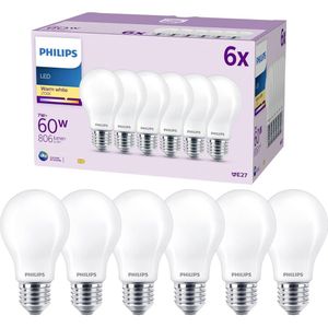 Philips LED classic Lampe 60W E27 Warmwei&#223; 806lm matt 6er P