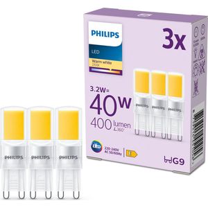 Philips G9 LED capsule | COB | Helder | 2700K | 3.2W (40W) | 3 stuks