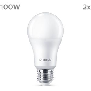 Philips LED lamp E27 | Peer A60 | Mat | 4000K | 13W (100W) | 2 stuks