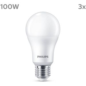Philips LED lamp E27 | Peer A60 | Mat | 4000K | 13W (100W) | 3 stuks
