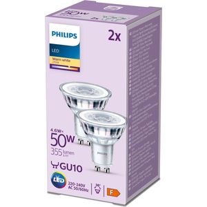 Philips LED Spot - 50 W - GU10 - Warmwit licht - 2 stuks