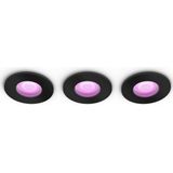 Philips Hue Xamento badkamer inbouwspot - wit en gekleurd licht - 3-pack - zwart - rond