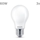 Philips Classic LED-lamp, E27, 60 W, warmwit, niet dimbaar, 3 stuks