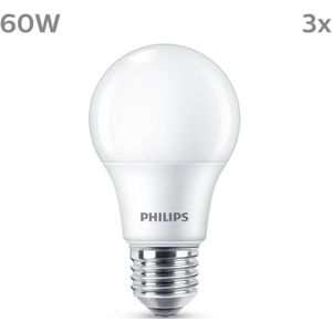 Philips LED lamp E27 | Peer A60 | Mat | 2700K | 8W (60W) | 3 stuks