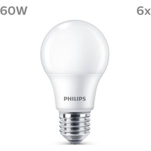 Philips LED Lamp E27 - Warmwit Licht - 60 W - Mat - 6 Lampen