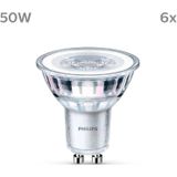 Philips Classic LED Spot GU10 - Warmwit Licht - 50 W - 6 Spots
