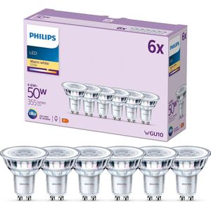 Philips Lighting set van 6 led-lampen, GU10, 50 W, warm wit
