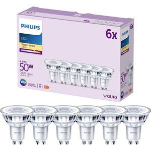 Philips LED Spot - 50 W - GU10 - Warmwit licht - 6 stuks