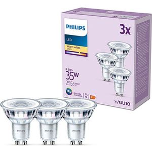 Philips Classic LED Spot GU10 - Warmwit Licht - 35 W - 3 Spots