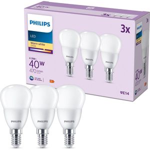 Philips LED lamp E14 | Kogel P45 | Mat | 2700K | 2.2W (25W) 3 stuks