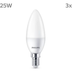 Philips LED lamp E14 | Kaars B35 | Mat | 2700K | 2.8W (25W) 3 stuks