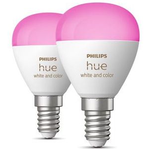 Philips Hue kogellamp - wit en gekleurd licht - 2-pack - E14