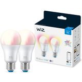 WiZ - Lamp 2-pack - Slimme LED-Verlichting - Gekleurd en Wit Licht - E27 - Mat - Wi-Fi