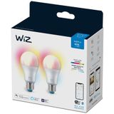 WiZ - Lamp 2-pack - Slimme LED-Verlichting - Gekleurd en Wit Licht - E27 - Mat - Wi-Fi