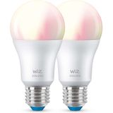 WiZ Lamp Slimme Led Verlichting - Gekleurd en Wit Licht - E27 - 60W - Mat - WiFi - 2 stuks