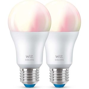 WiZ Lamp Slimme Led Verlichting - Gekleurd en Wit Licht - E27 - 60W - Mat - WiFi - 2 stuks