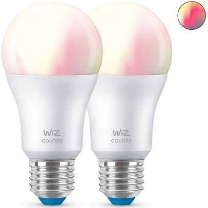 WiZ - Lamp 2-pack - Slimme LED-Verlichting - Gekleurd en Wit Licht - E27 - Mat - Wi-Fi