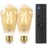 WiZ Edison Filament 2 pack Slimme LED Verlichting - Warm- tot Koelwit Licht - E27 - 60W - Goud - Wi-Fi - incl afstandbediening