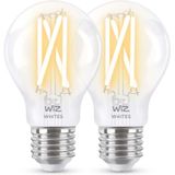 WiZ Filament doorzichtig A60 E27 x2 ledlamp Wifi + Bluetooth protocol, 2 stuks