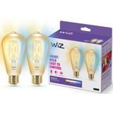 WiZ Edison Filament - 2 pack Slimme Led Verlichting - Warm- tot Koelwit Licht - E27 - 50W - Goud - WiFi