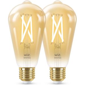 WiZ Filament amber ST64 E27 x2 ledlamp Wifi + Bluetooth protocol, 2 stuks