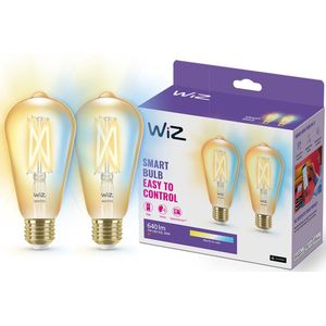 WiZ Edison Filament - 2 pack Slimme Led Verlichting - Warm- tot Koelwit Licht - E27 - 50W - Goud - WiFi
