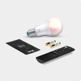 WiZ Kleur [E27 Edison Screw] Smart Connected WiFi Bulb + WizMote met draadloze afstandsbediening, 60 W, kleur en wit licht, app-besturing voor binnenverlichting thuis, woonkamer, slaapkamer