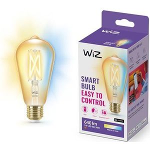 WiZ Edison E27 vintage wifi-slimme ledlamp, witte tinten, komt overeen met 50 W, 640 lumen, werkt met Alexa, Google Assistant en Apple HomeKit, 1 eenheid (1 stuk)