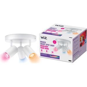 WiZ Imageo Opbouwspot - 3 spots - Gekleurd en Wit Licht - Slimme Plafondspots - GU10 fitting - 3 x 5 W - Wit - Rond - WLAN
