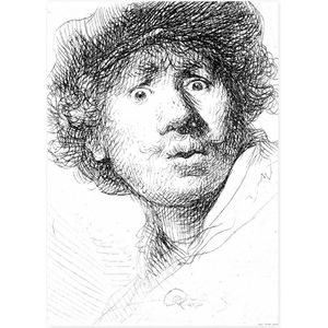 Theedoek Rembrandt nieuwsgierig gezicht